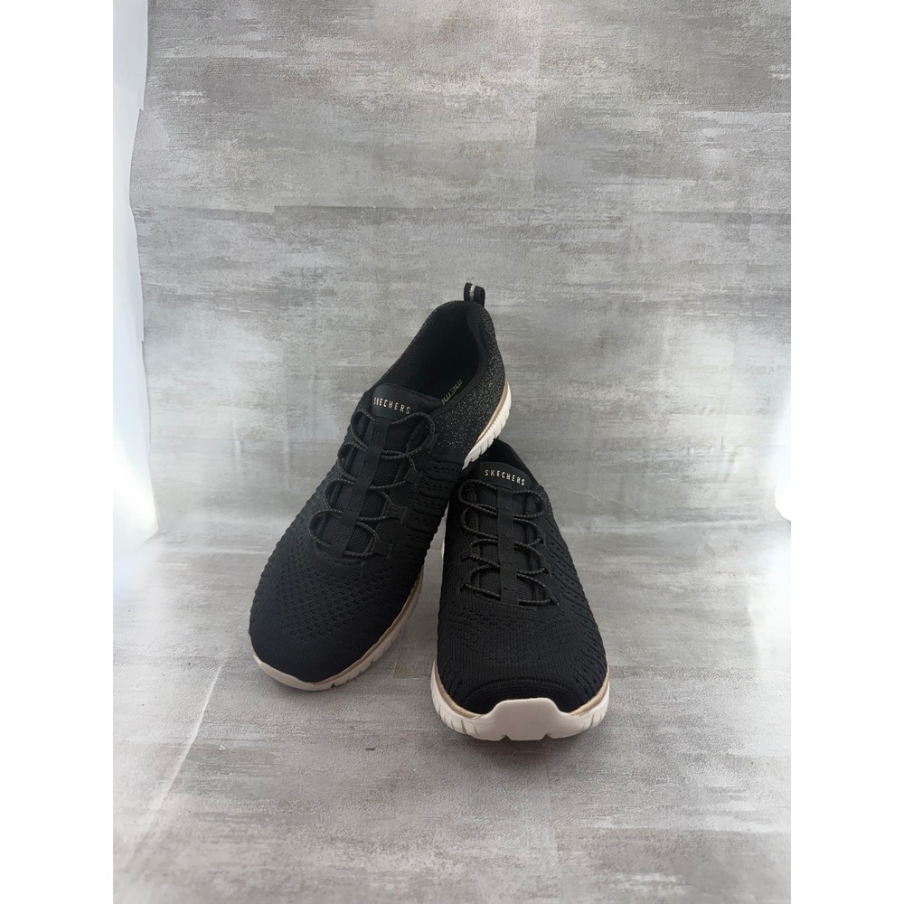 Skechers Bobs Sport Squad Chaos Black Rose Gold Sneakers 104424 Women Sz 10